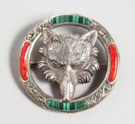 A SCOTTISH SILVER FOX CIRCULAR BROOCH.