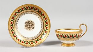 A 19TH CENTURY SEVRES CUP AND SAUCER.