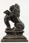 A GEORGIAN RAMPANT LION DOOR STOP. 15ins high.