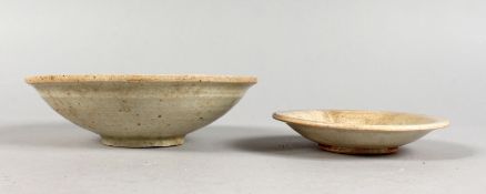 TWO EARLY CHINESE TERRACOTTA BOWLS.