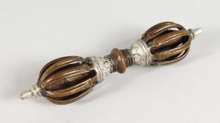 A TIBETAN WOOD PHURBA. 6ins long.