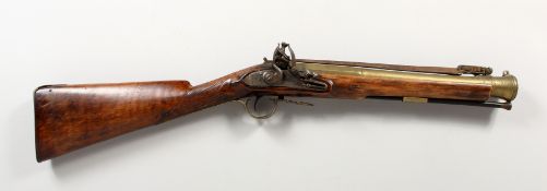 AN 18TH CENTURY BLUNDERBUSS, ROYAL MAIL NEWCASTLE - EDINBURGH. PLOUGH ALNWICK BY TOMLINSON &CO, with