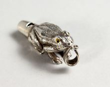 A NOVELTY SILVER FROG WHISTLE.