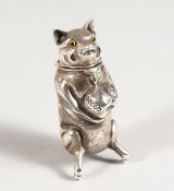 A NOVELTY SILVER PIG VESTA.