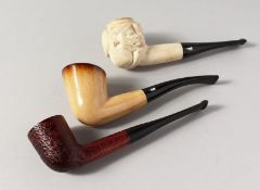 THREE MEERSCHAUM PIPES.