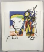 FIVE POP ART POSTERS, David Bowie, Madonna etc. 24ins x 20ins.