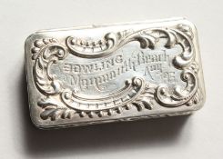 A TWO DIVISION SNUFF BOX repousse decoration BOWLING, Monmouth Beach August '95.