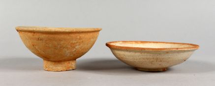 TWO EARLY CHINESE TERRACOTTA BOWLS.