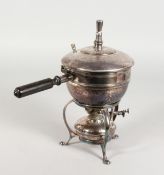 A HAMMERED SILVER PLATE EGG CODDLER.