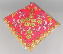 EMILIO PUCCI. a ladies' psychedelic pink headscarf, with original outer card case.