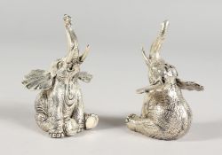 A PAIR OF .925 SILVER PLATE ELEPHANT SALT AND PEPPERS.