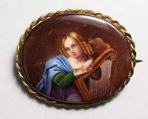 A VIENNA PORCELAIN OVAL BROOCH.