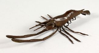 A JAPANESE BRONZE MODEL OF A CRAYFISH. 6ins long.