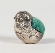 A TINY SILVER ROBIN PIN CUSHION. Chester 1913.