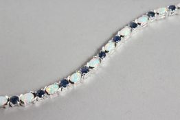 A GOOD SILVER, SAPPHIRE AND GILSON OPAL BRACELET.