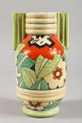 AN ART DECO, CIRCA 1935, ROYAL ART POTTERY, TWO HANDLED VASE. 9ins high.