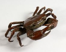 A JAPANESE BRONZE MODEL OF A CRAB. 4.25ins wide.