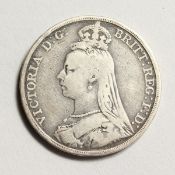 A SILVER VICTORIAN CROWN 1889.