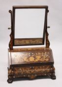 AN 18TH CENTURY DESIGN MARQUETRY INLAID MAHOGANY DRESSING TABLE MIRROR, early 20th Century, with a