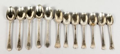 TWELVE VARIOUS GEORGIAN AND LATER TEASPOONS including two picture back spoons.