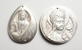 TWO CHINESE SILVER PENDANTS.
