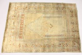AN 18TH / 19TH CENTURY OTTOMAN TURKISH SILK PRAYER RUG beige ground, the border with rust ground