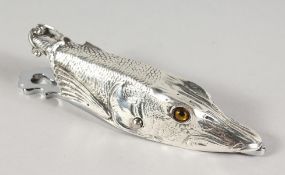 A PLATED TROUT HEAD PAPER CLIP with glass eyes.