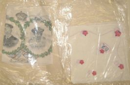 [ROYALTY] 2 small handkerchiefs re: EII & GV (2).