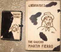 [BINDINGS] two unusual Argentinian cow (?) hide bindings with pictorial poker work, 1960's (2).
