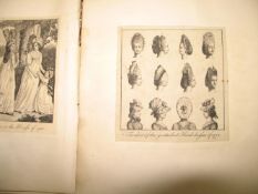 LADIES' hairstyles etc., bound collection of over 60 engravings cut from late 18th early 19th c.