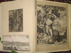ALBUM containing misc. Old Master prints, 17th - 19th c., few watercolours, Waterloo interest (1).