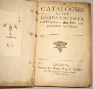 DRING (T.) publisher: A Catalogue of the Lords, Knights [etc.], 8vo contemp. calf, L., 1655.