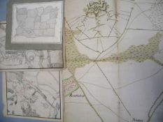 [MAPS] q. of original ink & ms. maps, battle plans, unframed, early 19th c.