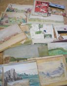 WATERCOLOURS & ARTWORK, a folder, various artists.