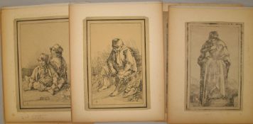 PEN LITHOGRAPHS, mounted, initialled 