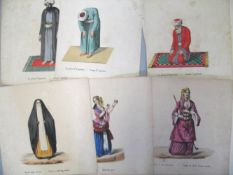 ISLAMIC / MOSLEM costume prints, 19th c. hand-col'd (14).
