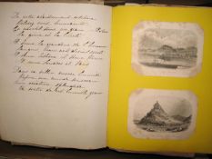 OCCASIONAL ALBUM, early 19th c. full morocco gilt album, with 1850's etc. contents, prints,