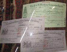 SHANGHAI / CHINA, Three banking cheques issued in Shanghai in 1935 & 1941 by the Chartered Bank of