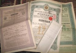RUSSIA / CENTRAL ASIA, group of 5 share certificates for Russian railways, including the Bukhara