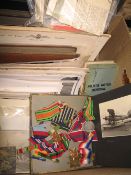RAF. Box of photograph albums and ephemera, uniform buttons, medals, etc some relating to Capt. C.M.