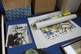 Reproduction film and other posters and a pair of photographic prints of movie stars (Q).