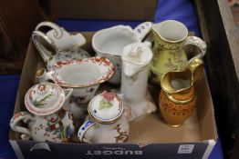 Eight various porcelain jugs.