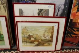 Alian Renou, three prints of French scenes.