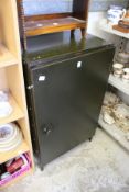 A metal storage cabinet.