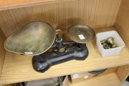 Kitchen scales and weights.
