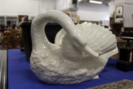 A large swan shaped jardiniere (A/F).