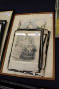 A group of fashion plates and a print.
