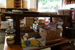 Early Chinese softwood rectangular dining table.