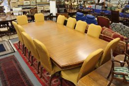 A very good modern walnut twin pedestal dining / board room table.