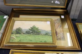 Coastal Landscape with Yachts watercolour and anither watercolour.